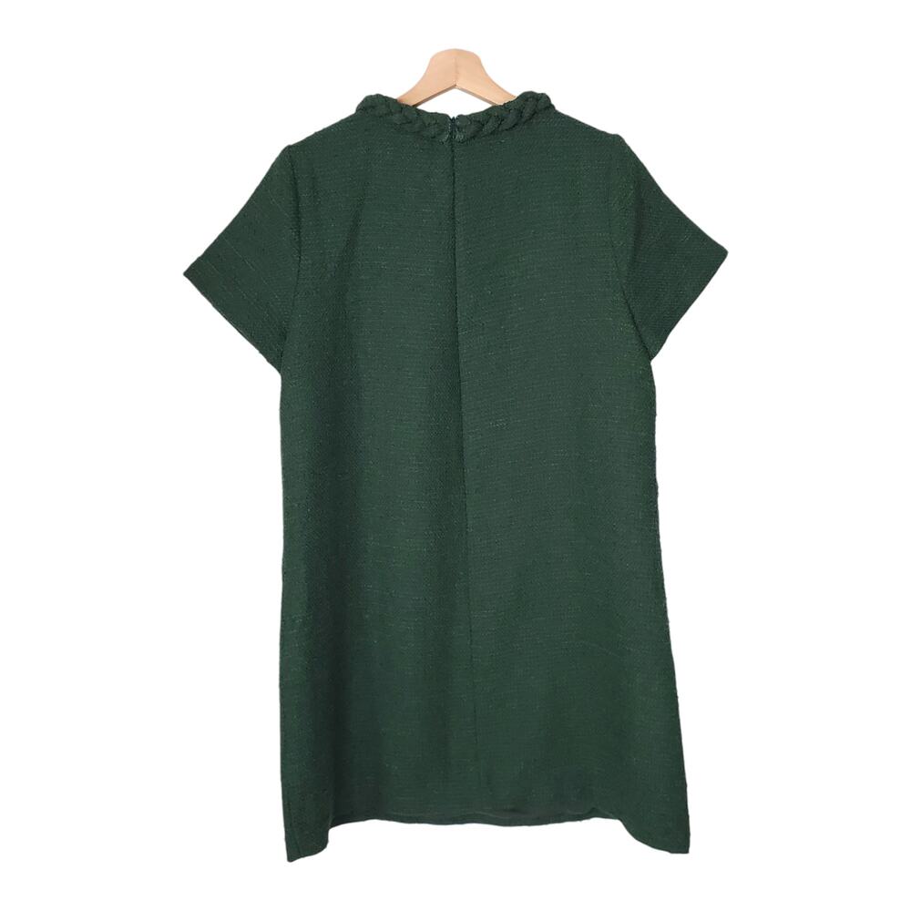 Tuckernuck Jackie Dress Hunter Green Tweed A-Line Shift Mini Braided Size Large - Picture 2 of 10